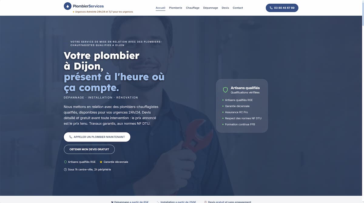 Capture du site Plombier-services.fr